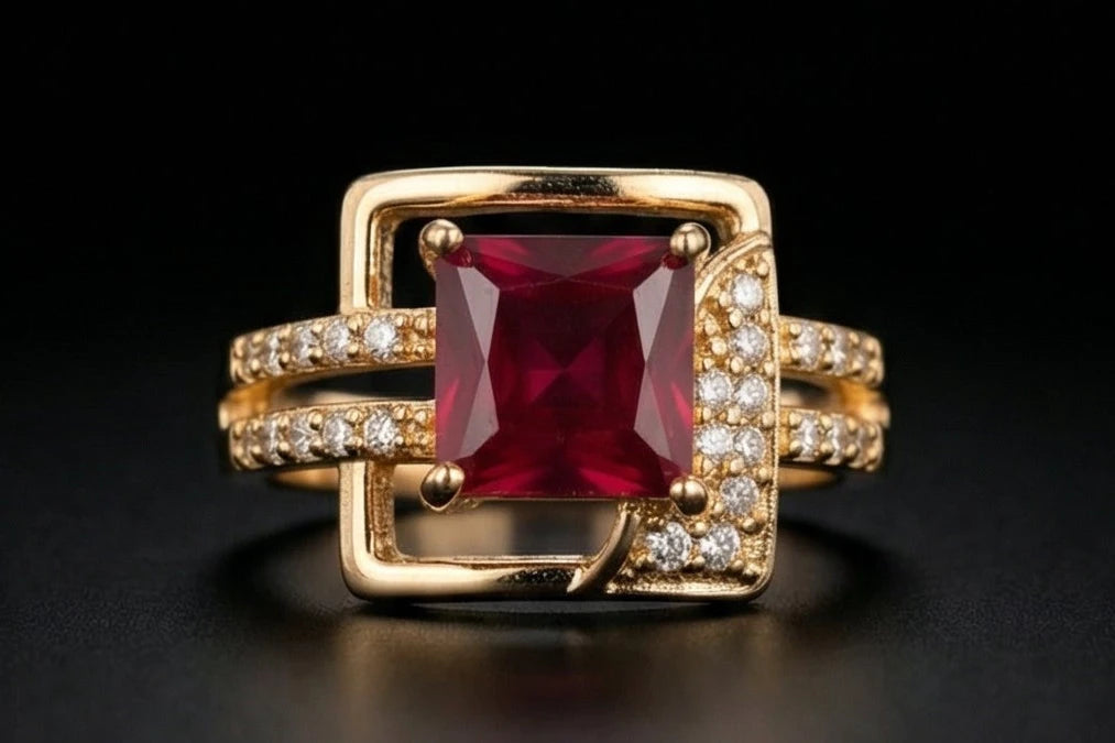 Imperial Gold-Plated Crystal Frame Ring