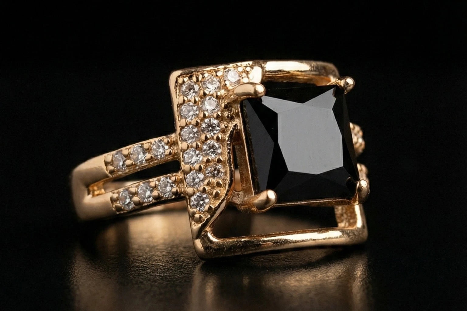 Imperial Gold-Plated Crystal Frame Ring
