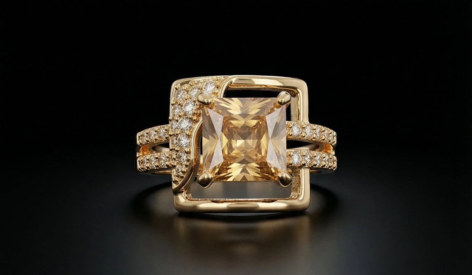 Imperial Gold-Plated Crystal Frame Ring